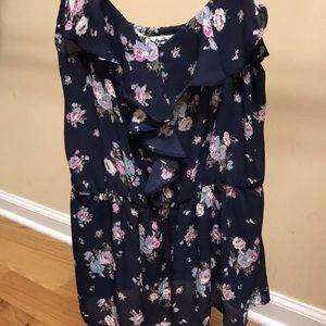 Navy blouse floral spaghetti strap top